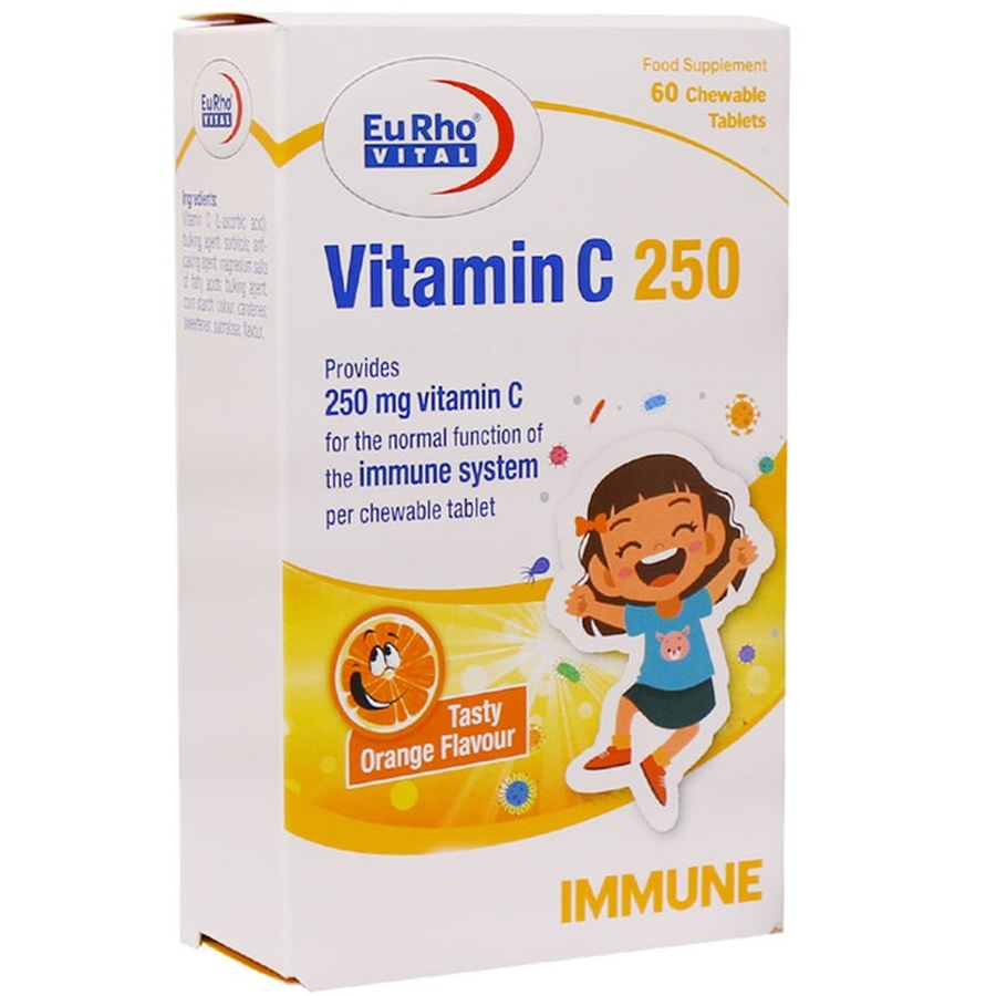 قرص جویدنی ویتامین C 250 میلی گرم یوروویتال 60 عدد