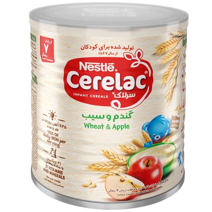 سرلاک گندم و سیب به همراه شیر 