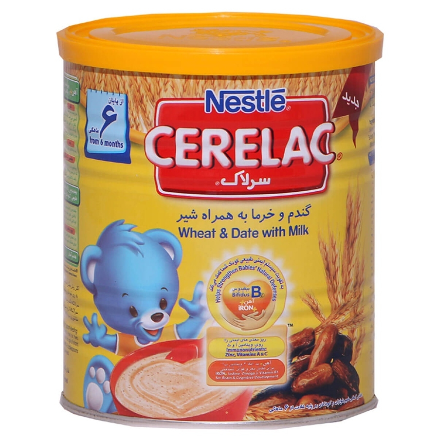 پودر سرلاک گندم و خرما به همراه شیر